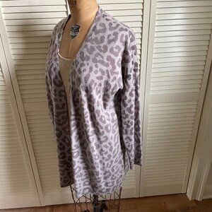 SAKS FIFTH AVENUE Women's 100% CASHMERE Cardigan Animal Print Size L NWOT